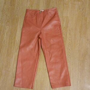 Aritizia Wilfred Coral Leather Crop Pants Sizec2 Vegan Leather Spring Leathet